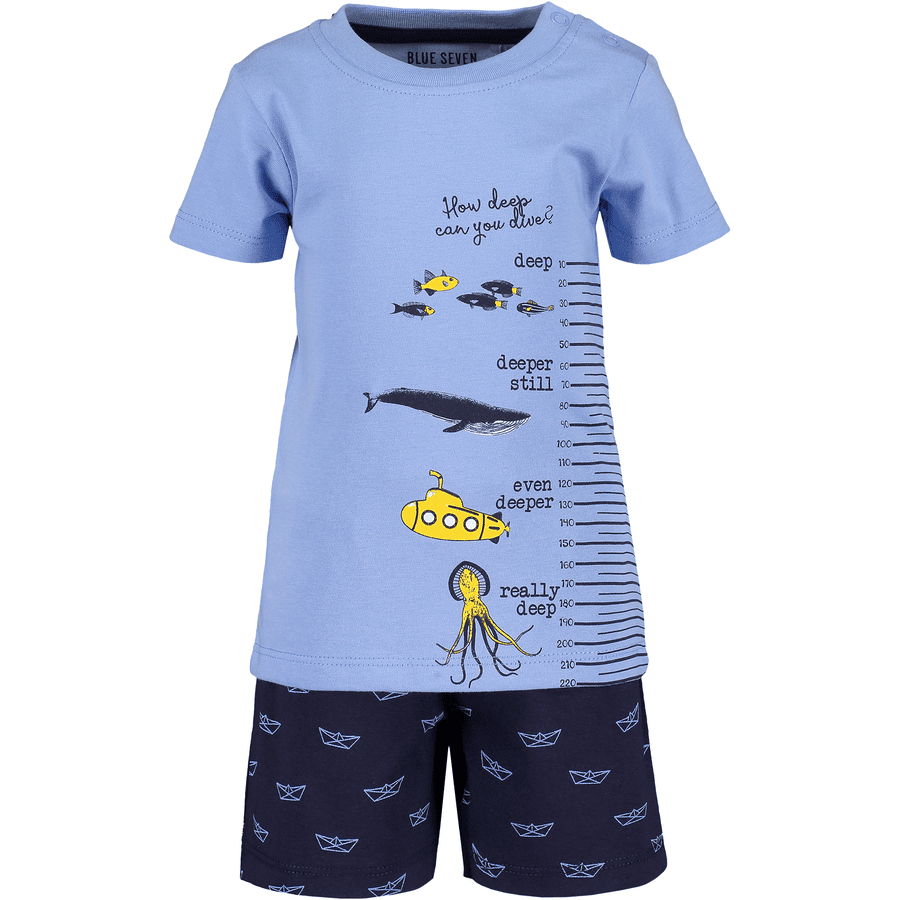 BLUE SEVEN Girls sæt med 2 T-shirt + shorts lyseblå