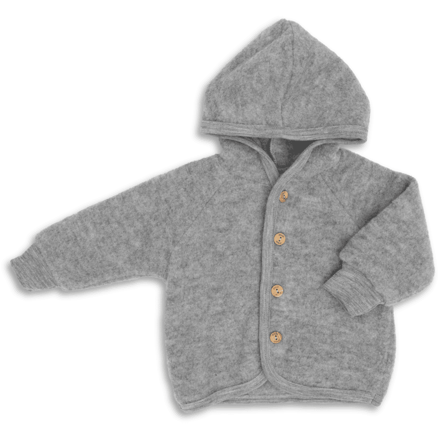 Engel Babyjacke mit Kapuze Hellgrau melange