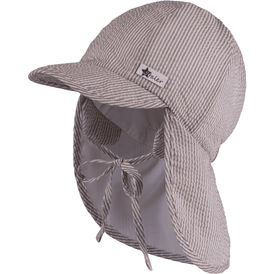 Sterntaler Peaked cap met nekbescherming seersucker lichtbruin