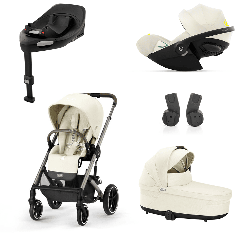 cybex GOLD Balios i-Size Barnevognssæt S Lux Taupe Seashell Beige inkl. barneseng S Lux Seashell Beige, Cloud G Plus Seashell Beige Plus babyautostol, adapter og Base G-basestation