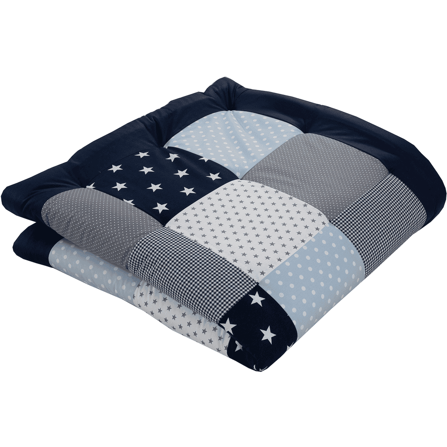 Ullenboom Manta de juegos y para parque infantil / corralito de bebé 120X120 cm Azul Azul claro Gris 