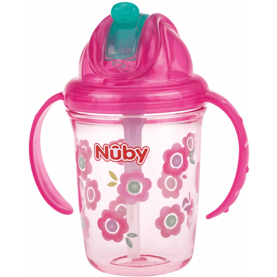 Nûby 360° Tritan drinkrietbeker 240 ml in roze