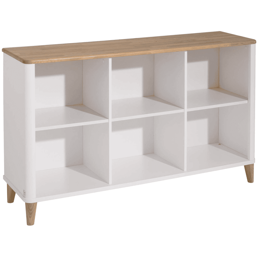 PAIDI Sideboard LOTTE & FYNN 6 offene Fächer Kreideweiß/Eiche