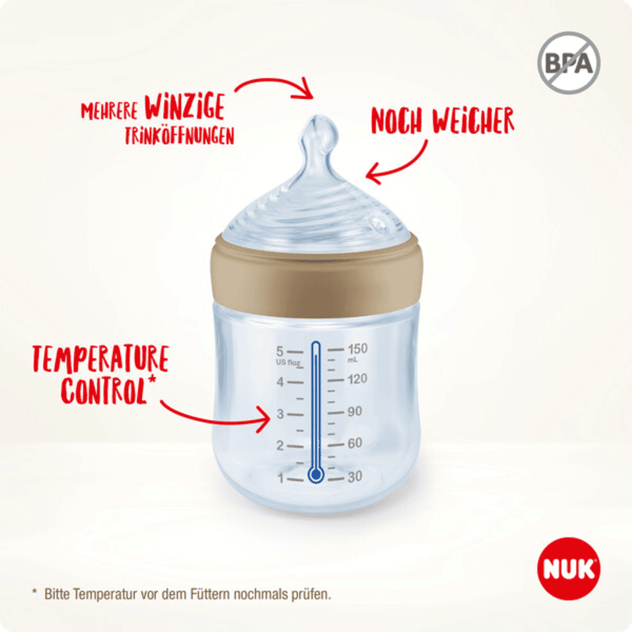 NUK Bottiglia di vetro First Choice ⁺ dalla nascita 240 ml