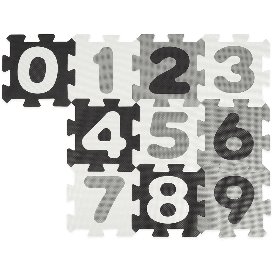 bieco Alfombra infantil puzzle números negro blanco 10 piezas