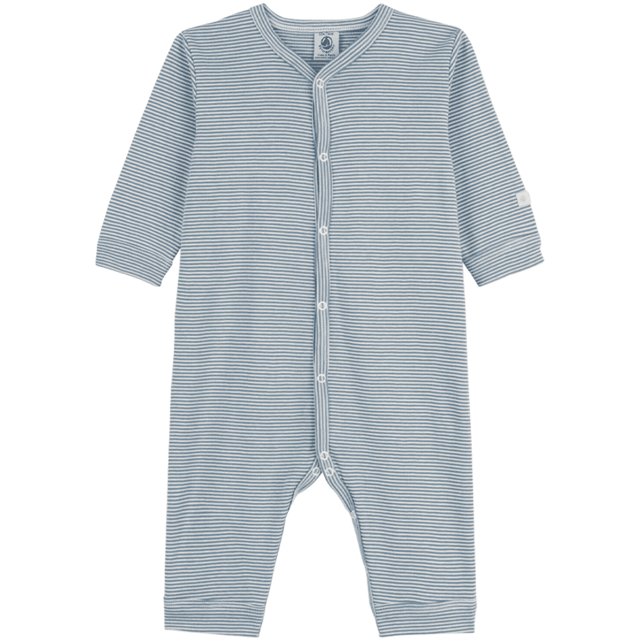 Petit Bateau Pyjama dors-bien bébé sans pied milleraies coton bleu rover/blanc marshmallow