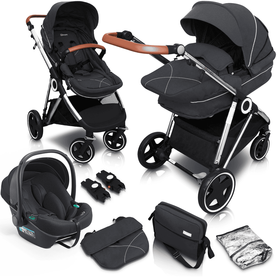 babyGO Anthracite Halime 3 in 1 lastenvaunut Silver 