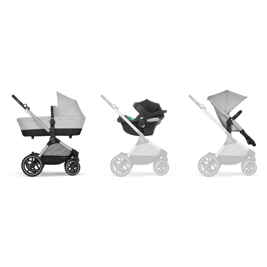 cybex GOLD 3 in 1 Resesystem Kombivagn Eos Lux inklusive babyskydd Aton B2 Silver Lava Grey 