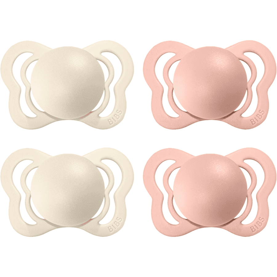 BIBS Soother Couture Ivory / Blush Latex 6-36 mesi, 4 pezzi.