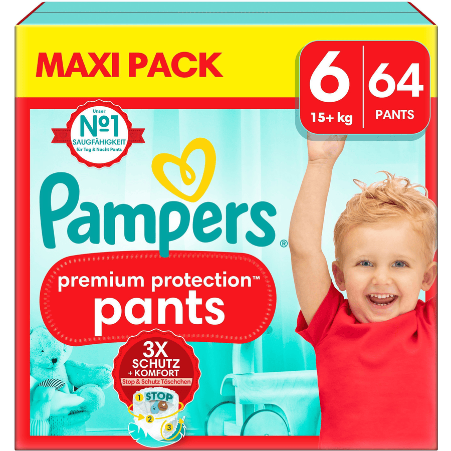 Pampers Protection Spodnie Premium, rozmiar 6, 15 kg+, opakowanie maxi (1x 64 szt.)