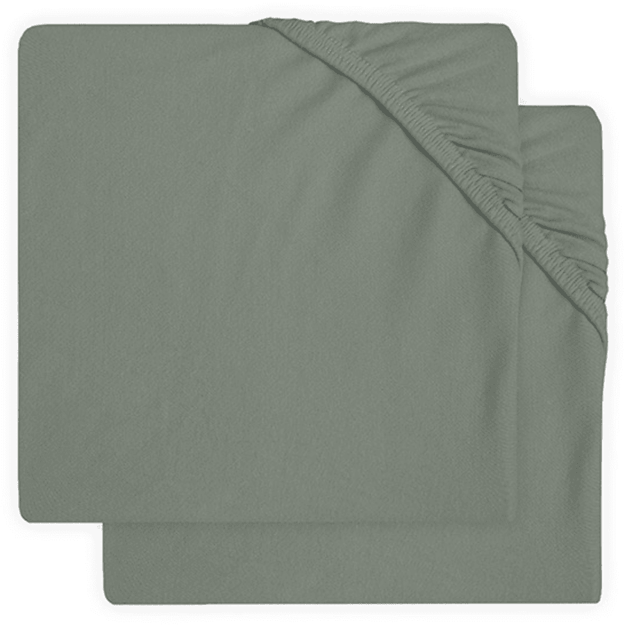 jollein Jersey Laufgitter Spannbettlaken 2er-Pack ash green 75x95 cm