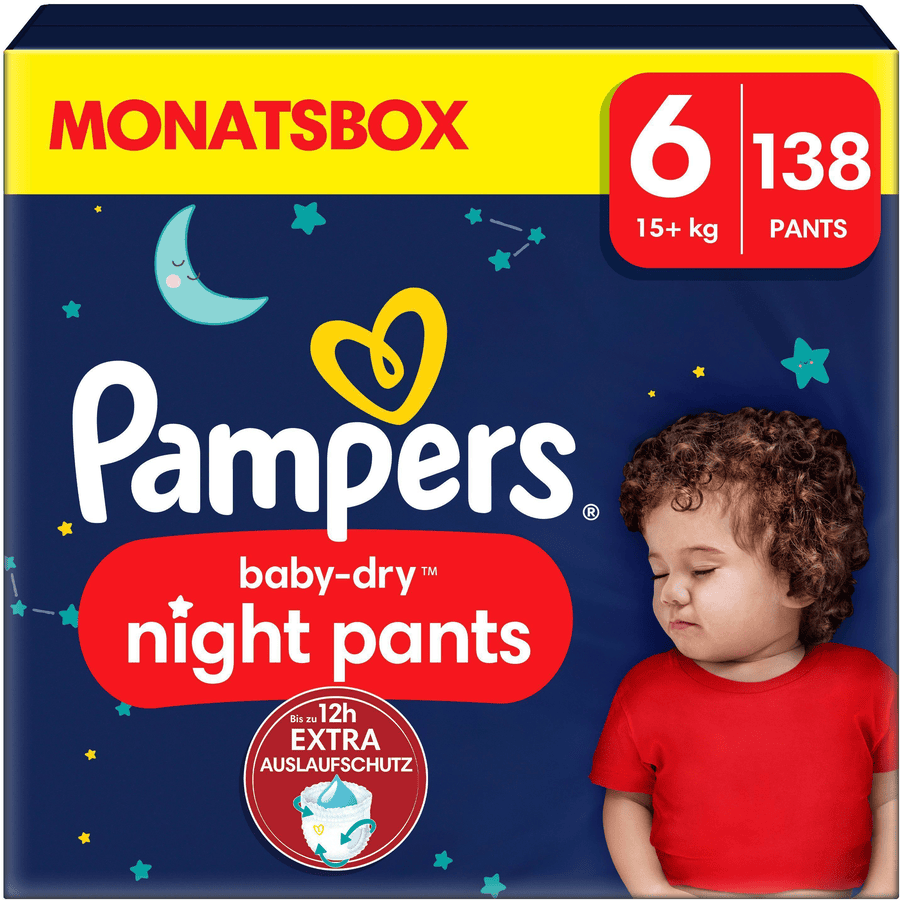 Pampers Baby-Dry Pants Night , taglia 6, 15kg+, confezione mensile (1 x 138 pannolini)
