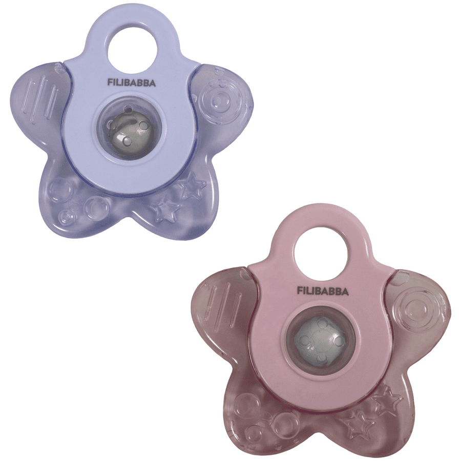 Filibabba  Cooling Bite Ring Cooling Star 2-pakning - Rose Mix