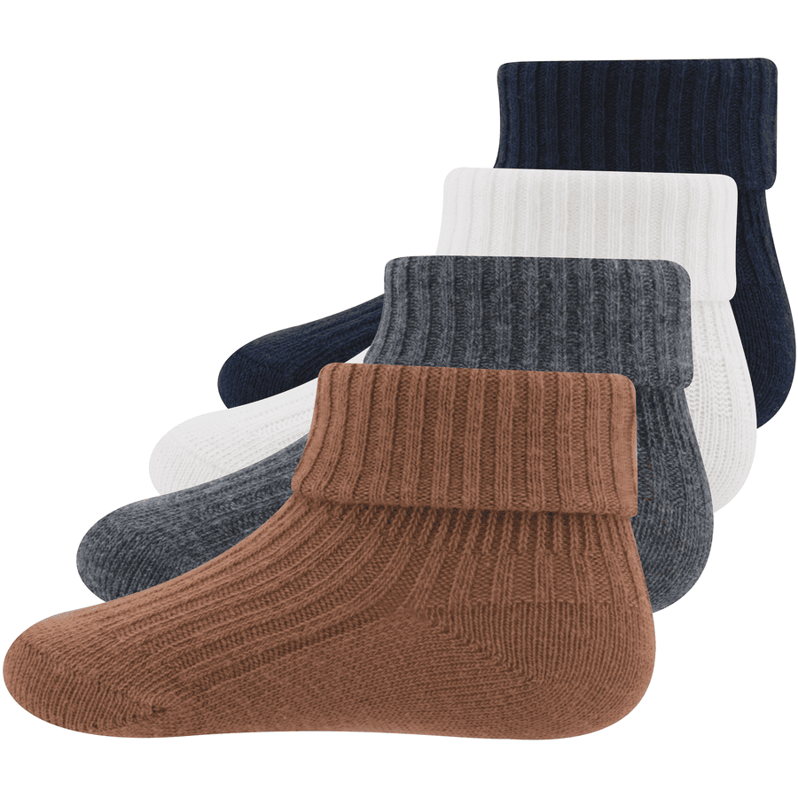 Ewers Socks 4-paks fløtekaramell/antrasitt melange/hvit/marin