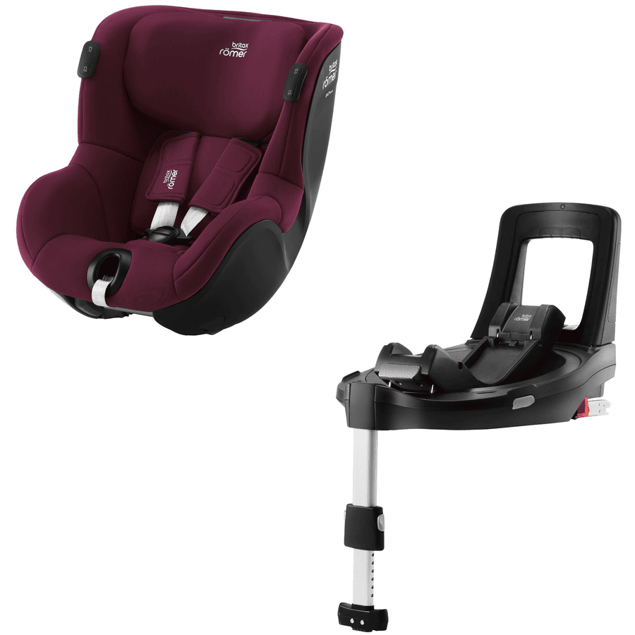 Britax Römer Kindersitz Dualfix iSENSE Burgundy Red inklusive Flex Base iSENSE