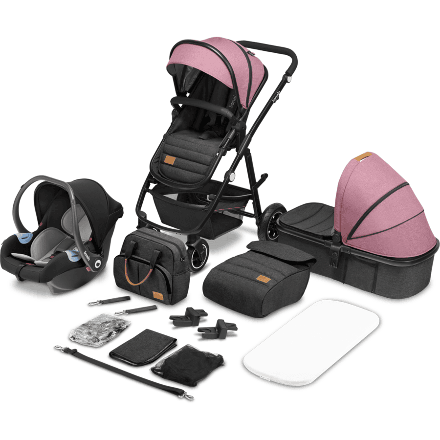 lionelo Kinderwagen Amber 3 in 1 Pink Rose