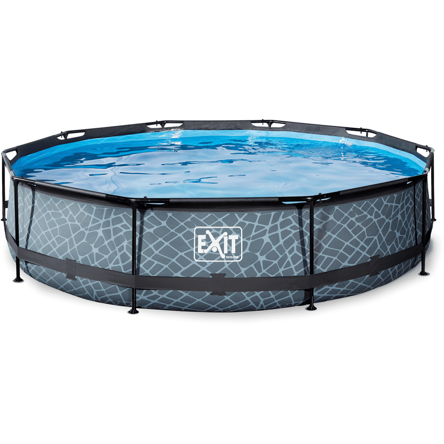 EXIT Stone Pool ø 360 x 76 cm med filterpump - grå