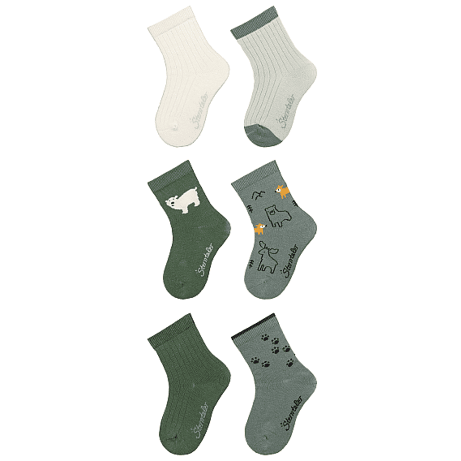 Sterntaler Calcetines pack de 6 oso polar verde piedra 