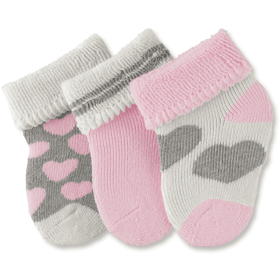 Sterntaler Girl s premières chaussettes 3-pack coeurs rose