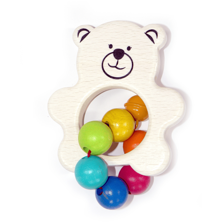 HESS Hochet ours en peluche bois