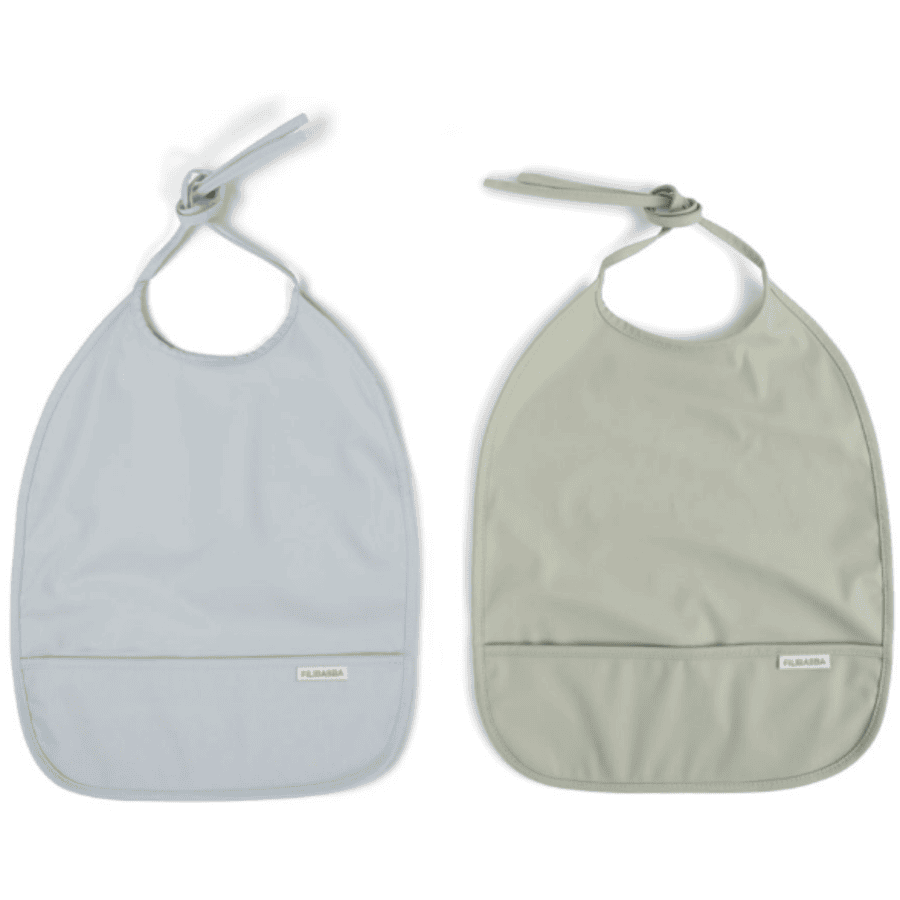 Pearl Filibabba slabbetje met lint 2-pack - Blauw + Woestijn salie