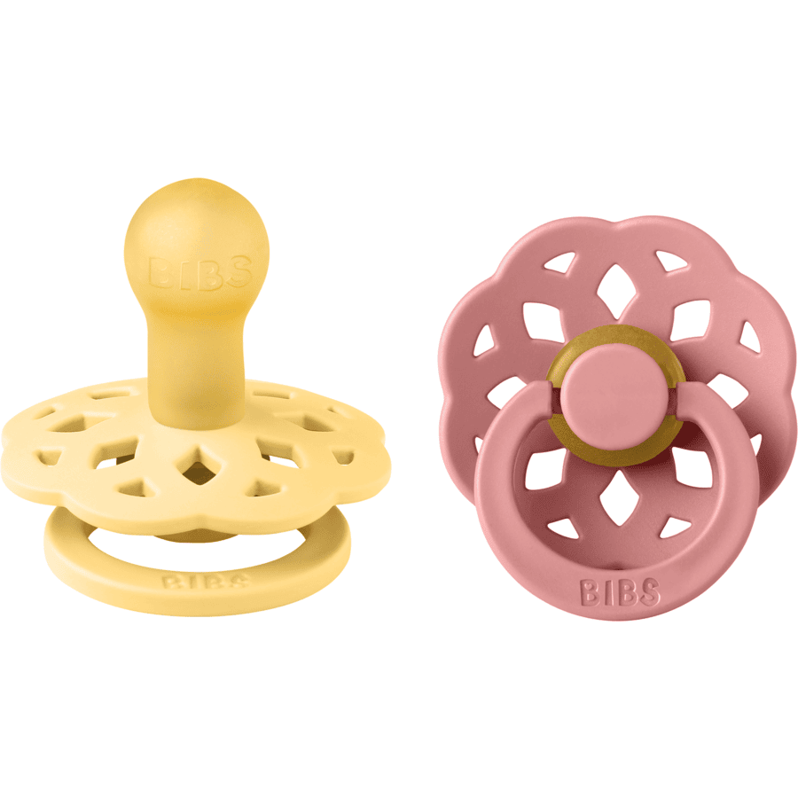 BIBS® Sucettes Boheme 0-6 mois Pale Butter &amp; Dusty Pink, 2 pcs.