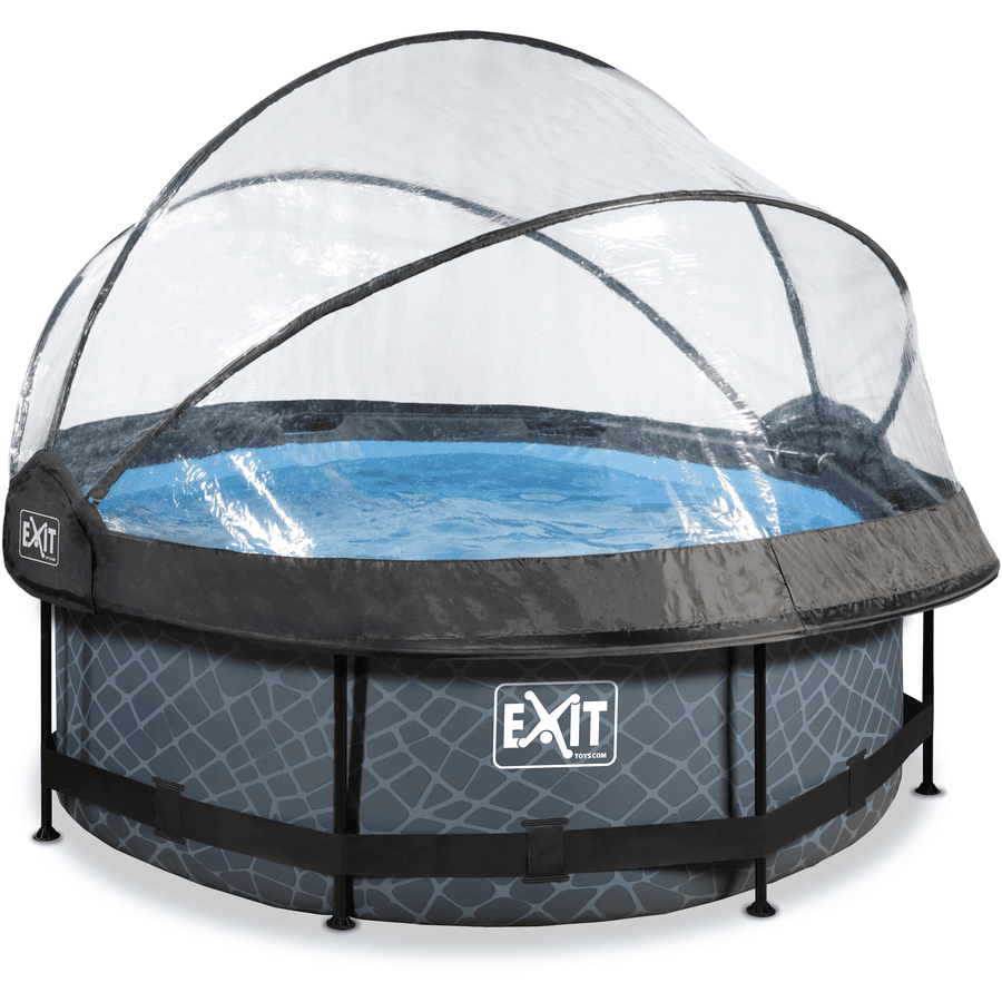 Rámový bazén EXIT ø244x76cm (12V kartušové čerpadlo) - šedý + sluneční stříška