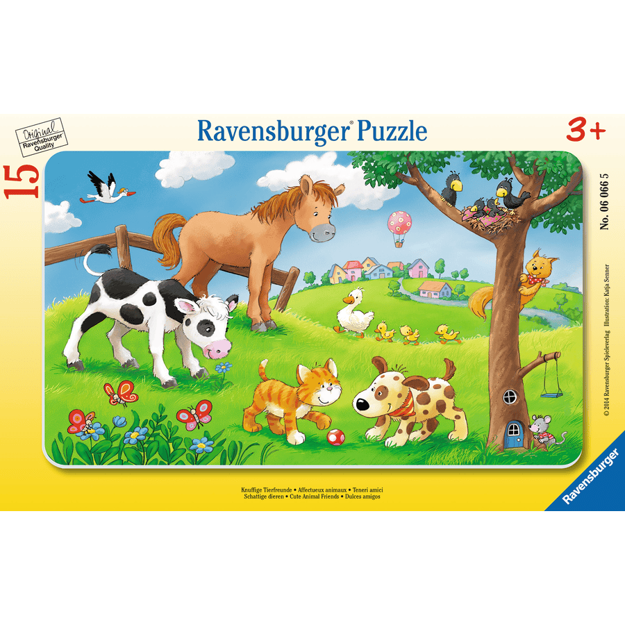 Ravensburger Puzzle à cadre amis animaux câlins, 15 pièces