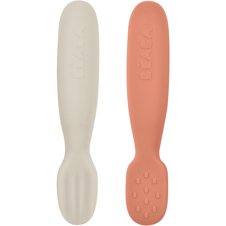 BEABA® Cuillère enfant silicone terracotta/grey velvet lot de 2