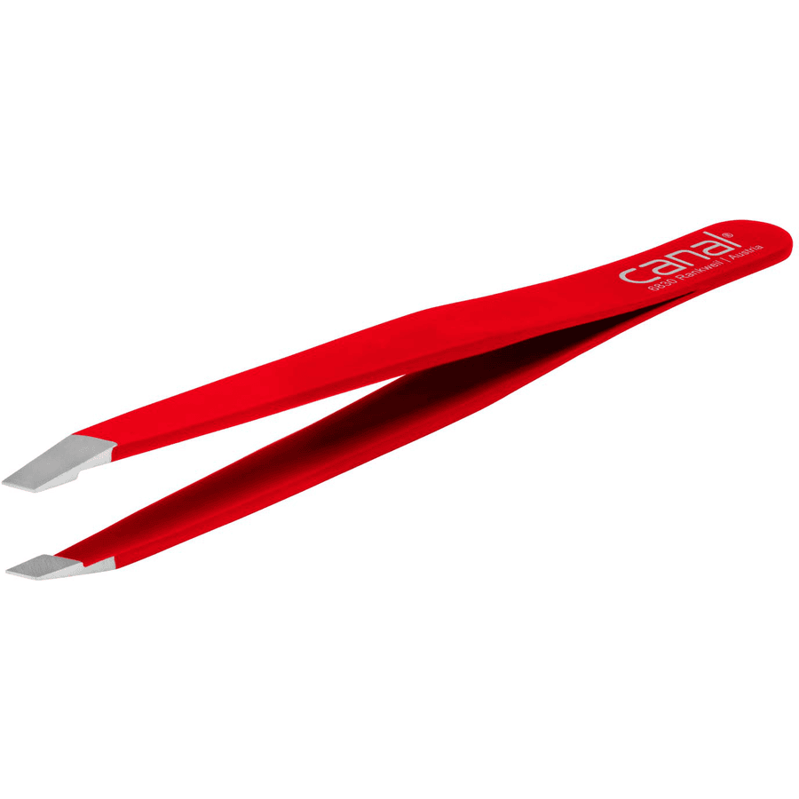 canal® Haarpinzette schräg, rot rostfrei 9 cm