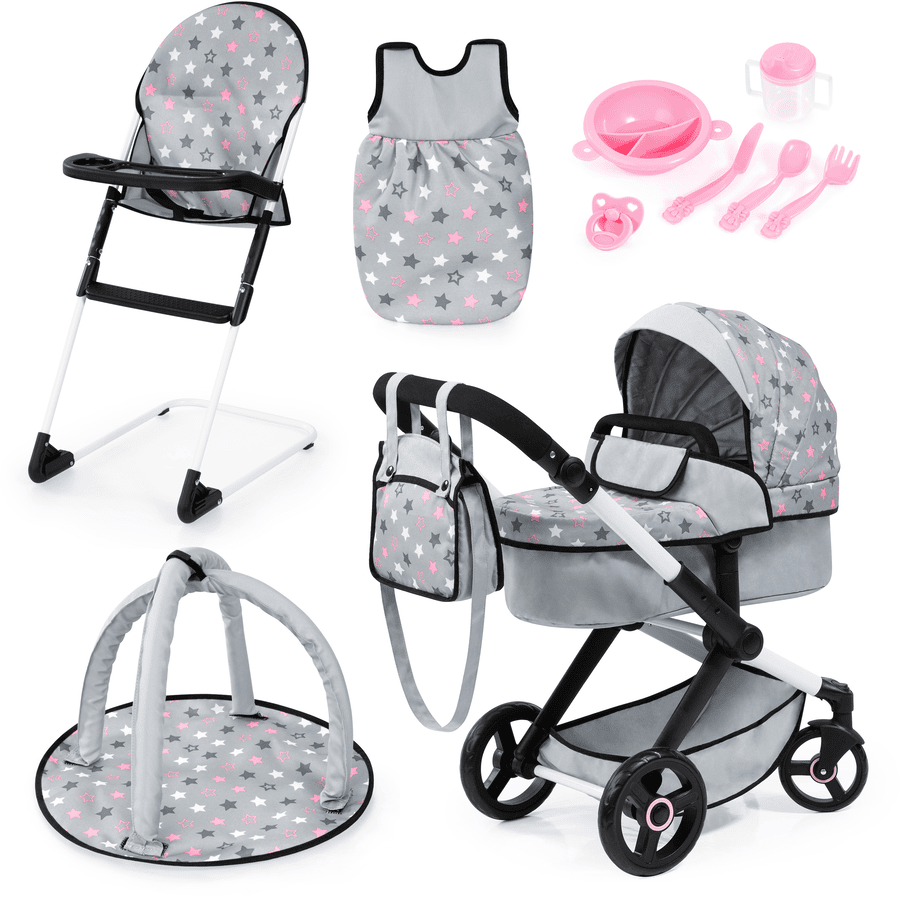 bayer Design Xeo Deluxe Set combi poppenwagen, grijs