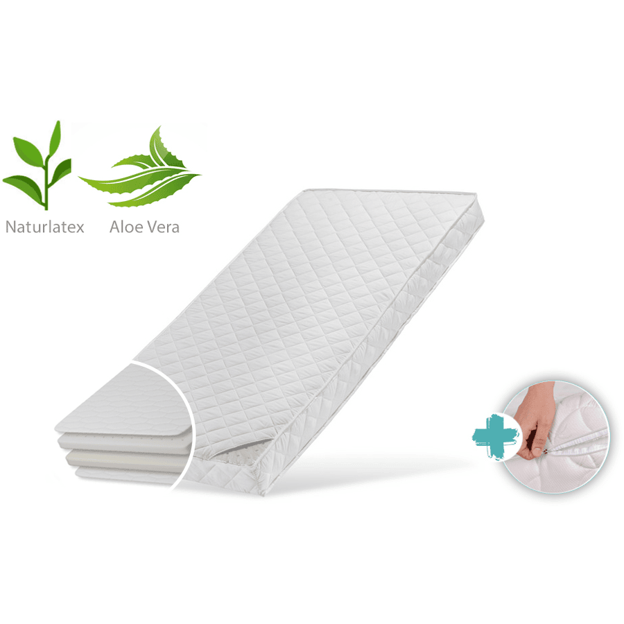 Kids Collective Matelas enfant LATEX ROYAL housse Aloe Vera blanc 80x160x10 cm