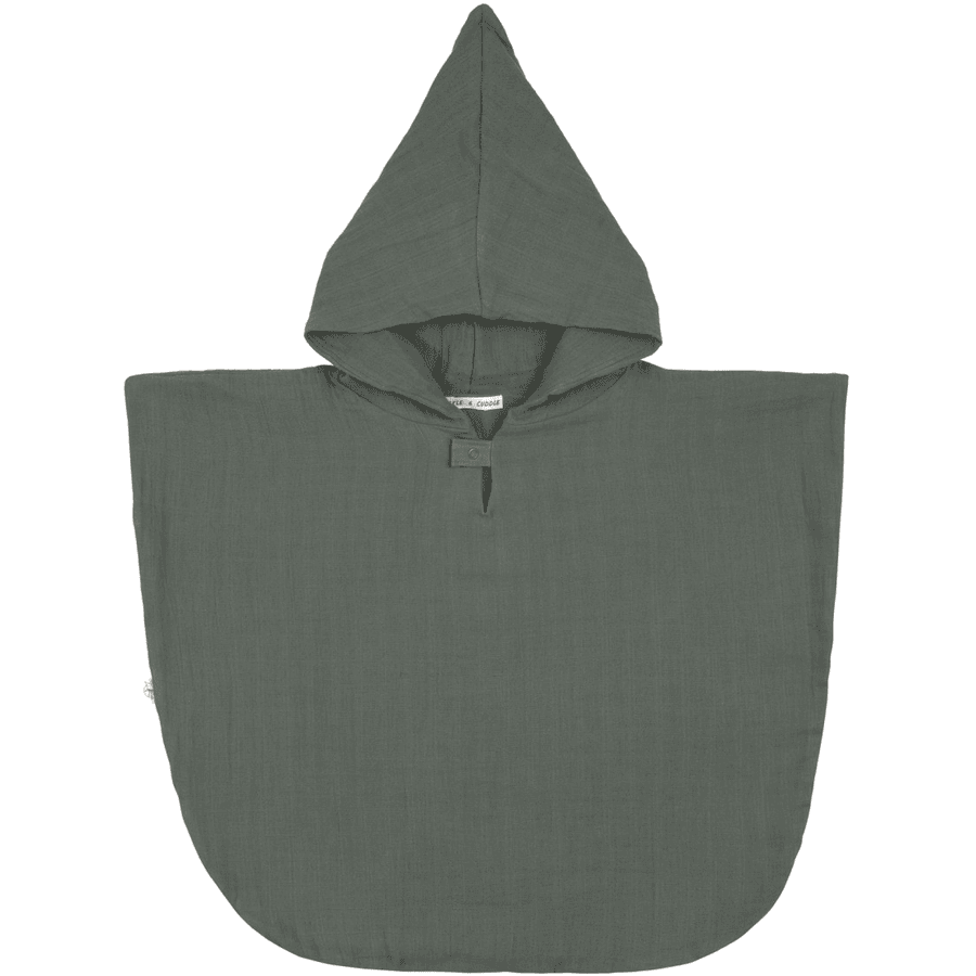 LÄSSIG Poncho da bagno per bambini in mussola verde petrolio