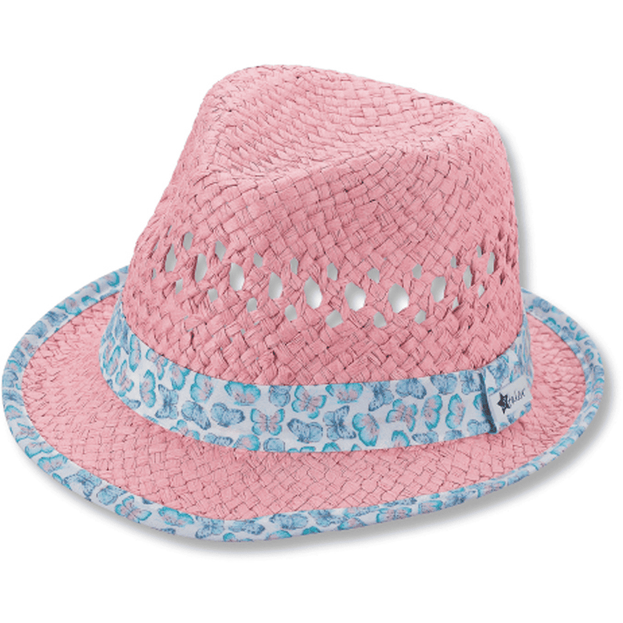 Sterntaler Organický slaměný klobouk růžový