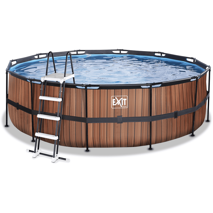 EXIT Wood Pool ø 450x122cm med sandfilterpump, brun 