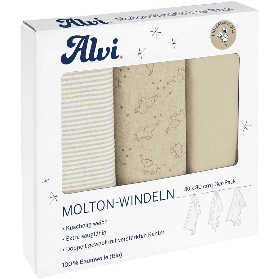 Alvi ® Molton blöjor 3-pack Starfant 80 x 80 cm