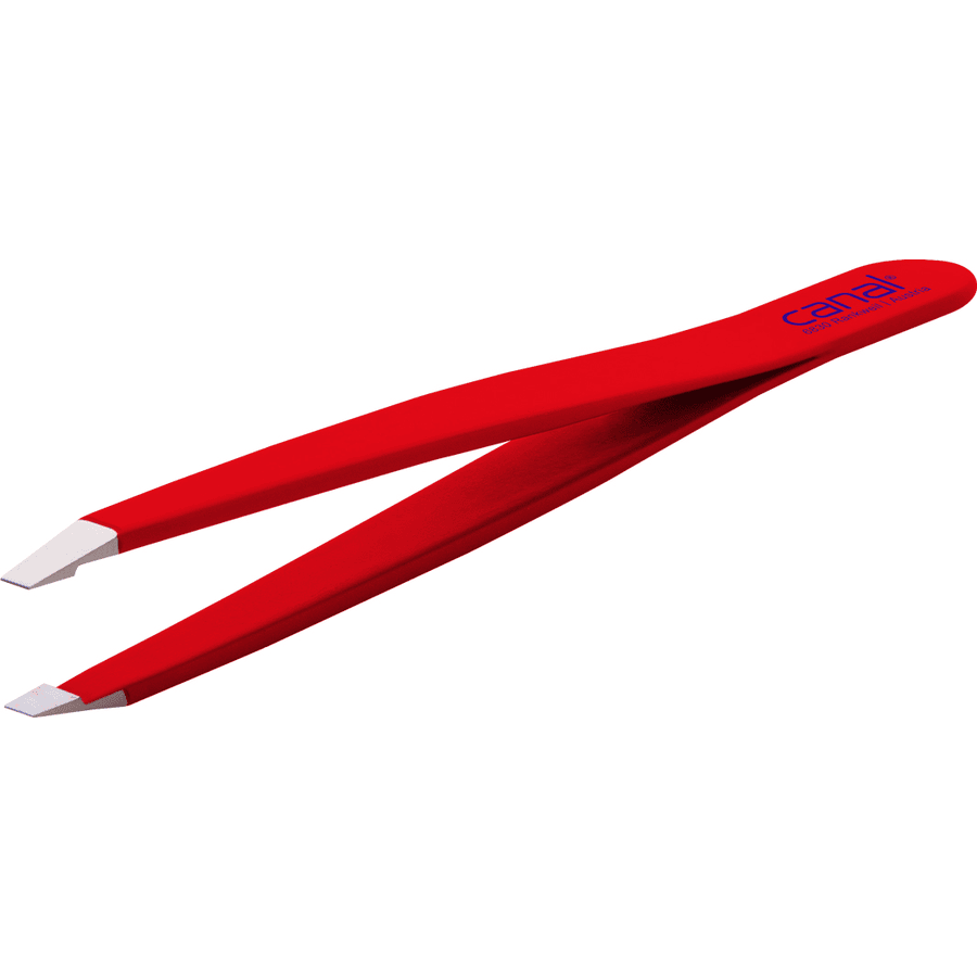 canal® Pinza de depilar, recta, inoxidable roja 9 cm