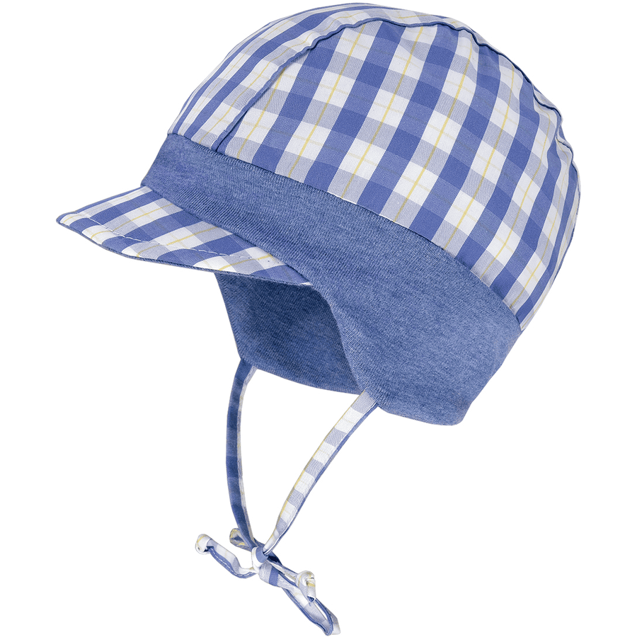 maximo Boys Bonnet bouclier Karo denim blanc