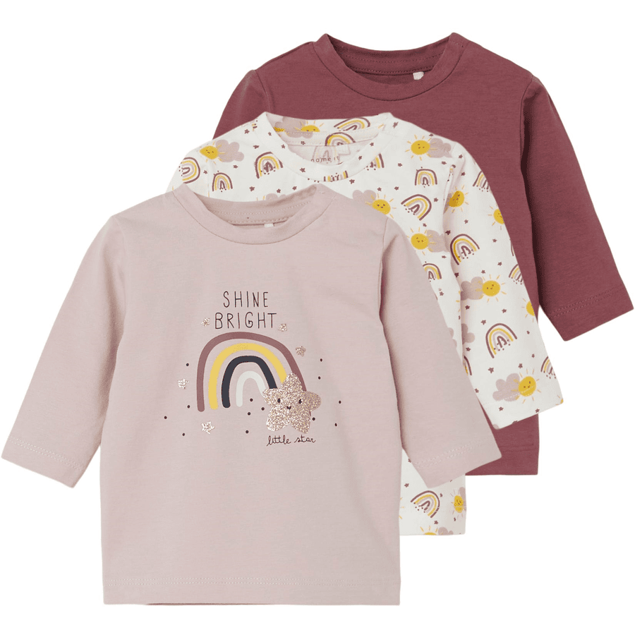 name it Lot de 3 t-shirts manches longues Nbftacca Crushed Berry