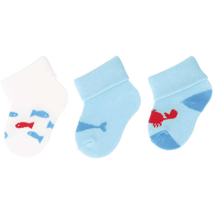 Sterntaler Chaussettes premier âge paquet de 3 poissons blancs 