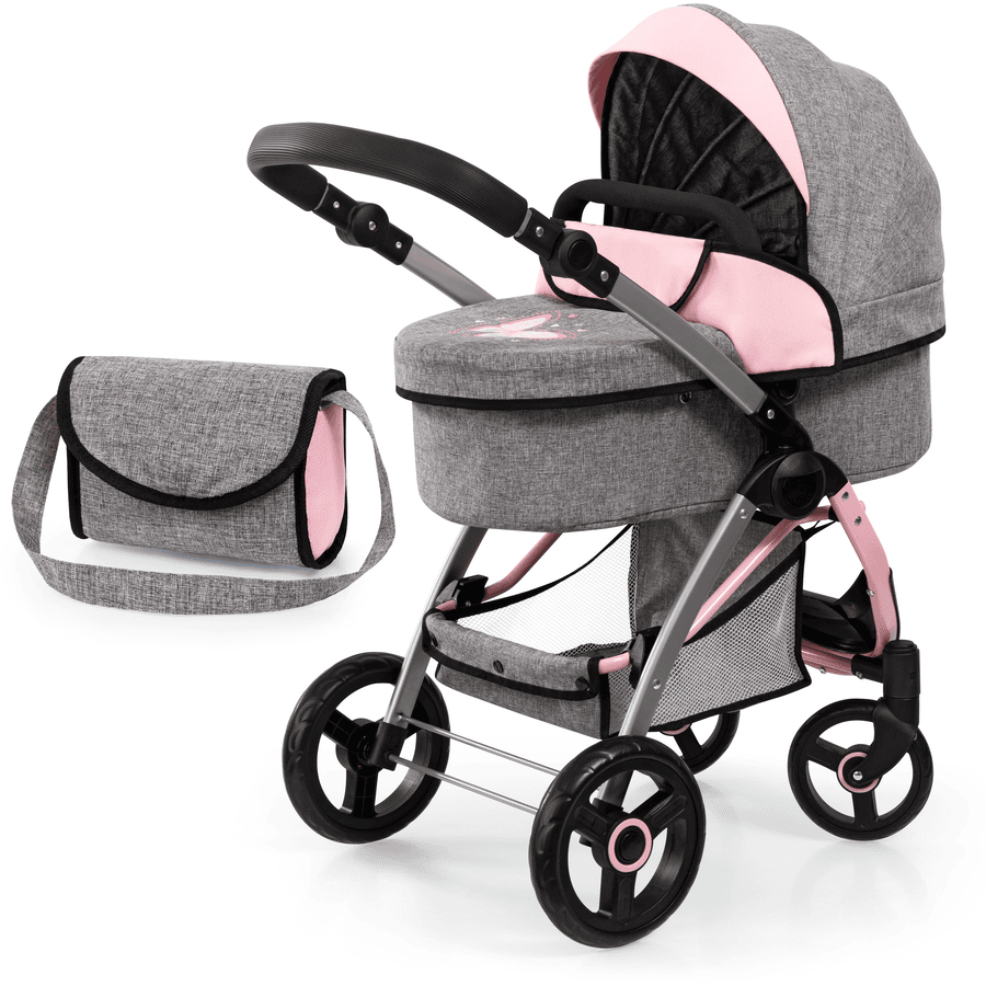 bayer Design City Max combi poppenwagen, grijs/roze