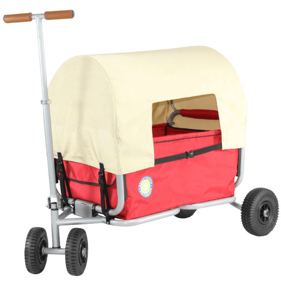 BEACHTREKKER Chariot de transport à main enfant pliable LiFe rouge, frein de blocage, toit