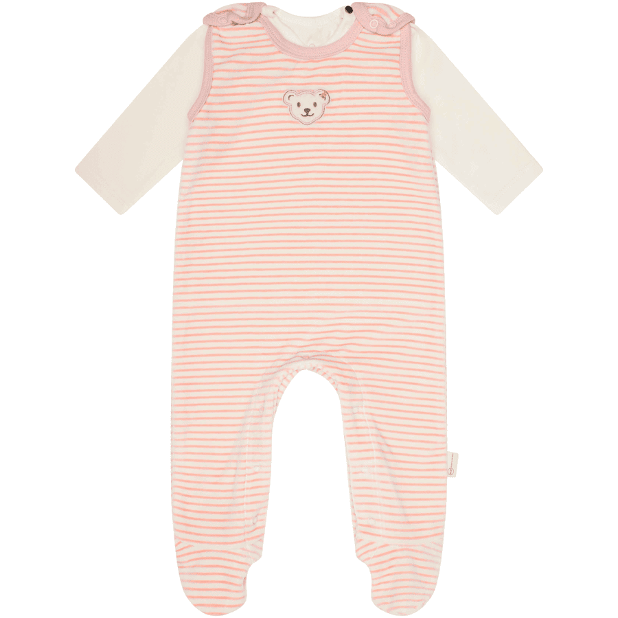 Steiff Romper set stripes Silver pink