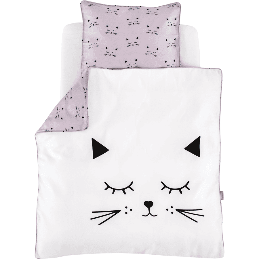 Träumeland Parure de lit enfant chat 2 pièces 35x40/80x80 cm