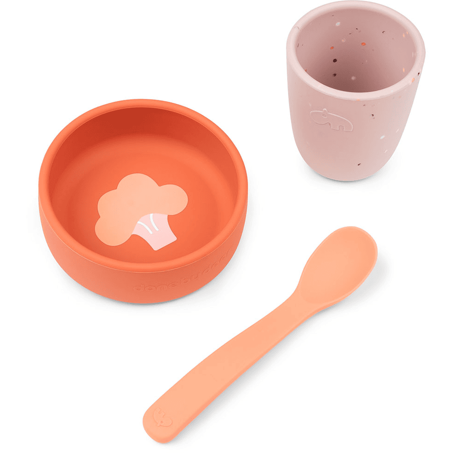 Done by Deer ™ Set de vaisselle en silicone First meal papaya
