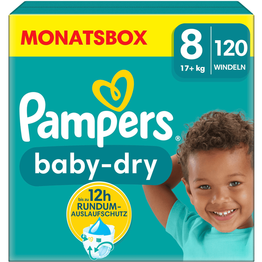 Pampers  Baby-Dry, velikost 8, 17+kg, měsíční balení (1 x 120 plenek)