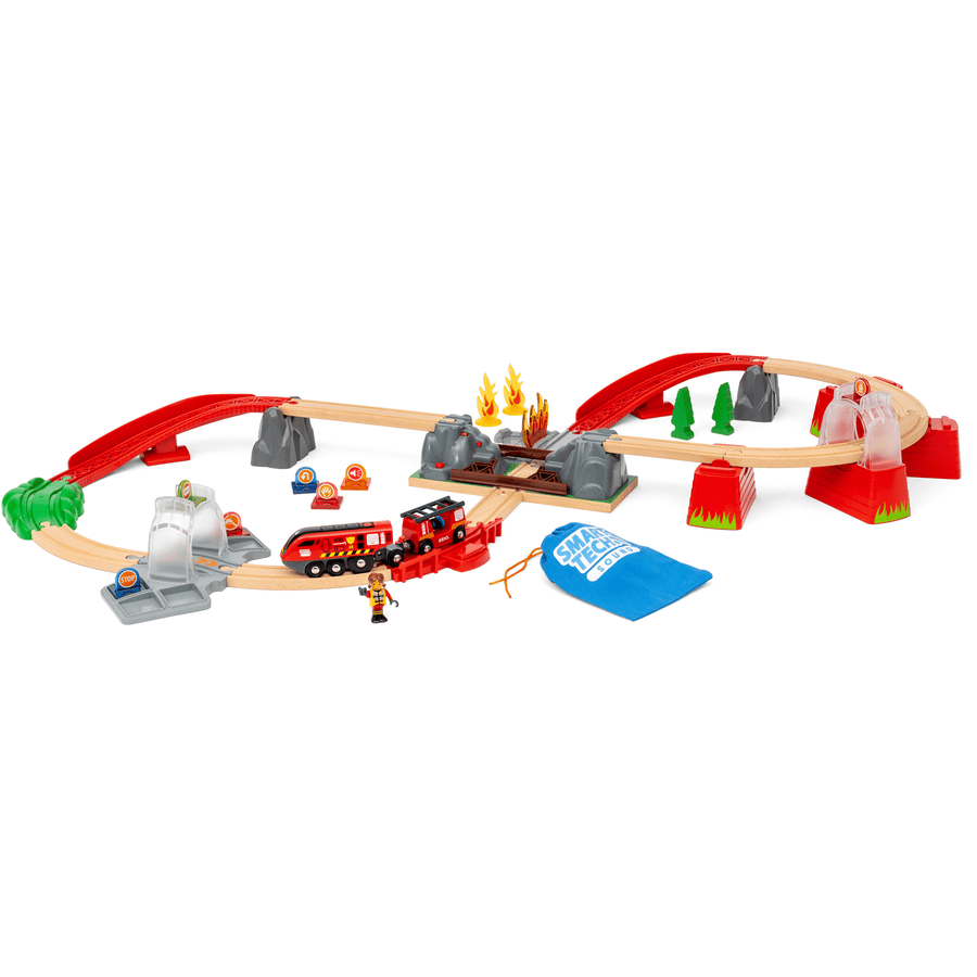 BRIO® Circuit de train action pompier Smart Tech Sound bois 36004