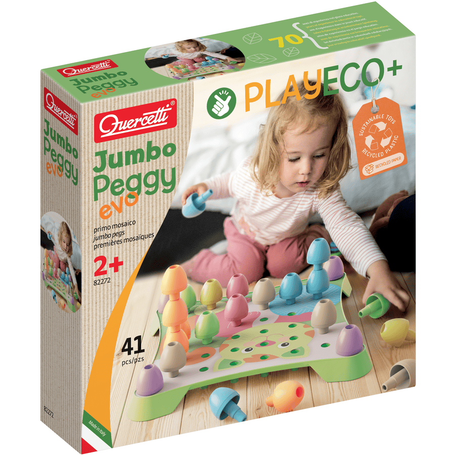 Quercetti PlayEco+ Jumbo Peggy Evo mosaikstiftspel tillverkat av återvunnen plast (41 bitar)