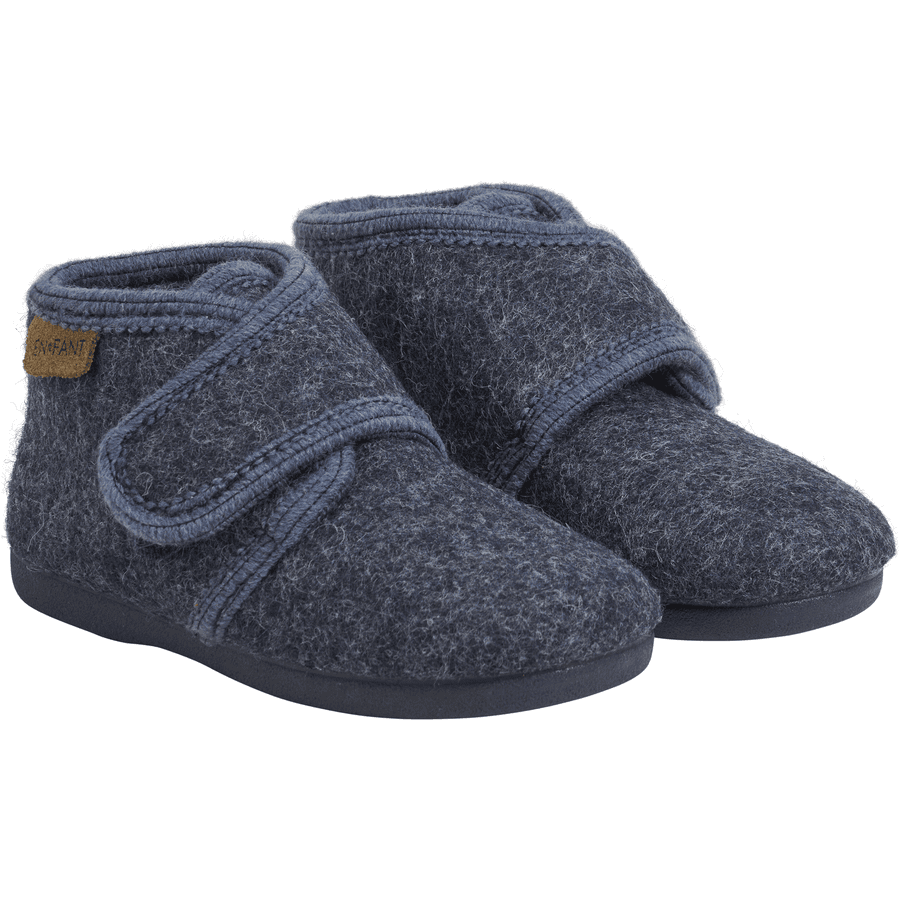 EN FANT Uldtøfler med velcro Navy Melange