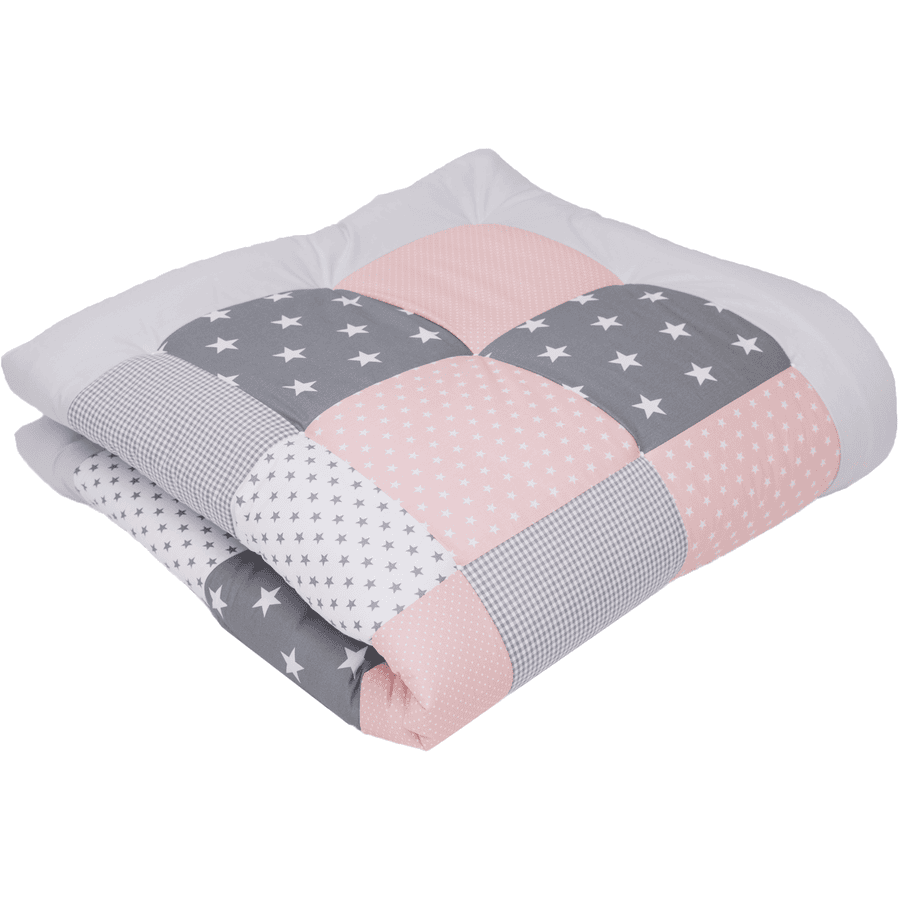 Ullenboom Couverture d'éveil patchwork rose/gris 120x120 cm